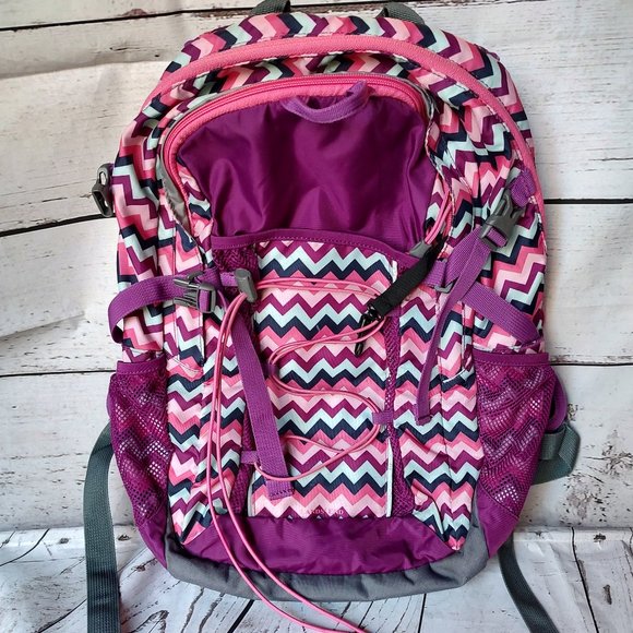 Land's End chevron pink purple kids backpack - Picture 1 of 8